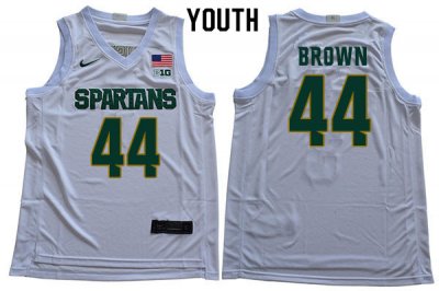Youth Michigan State Spartans NCAA #44 Gabe Brown White Authentic Nike Stitched College Basketball Jersey PJ32Y68XR